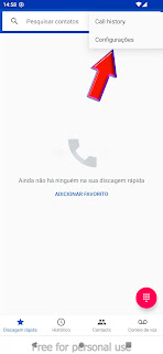 Opção de Serviços Complementares no Android