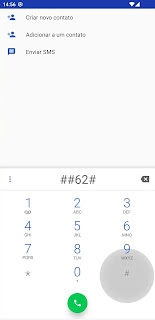 Digitar código ##62# no teclado de discagem do Android