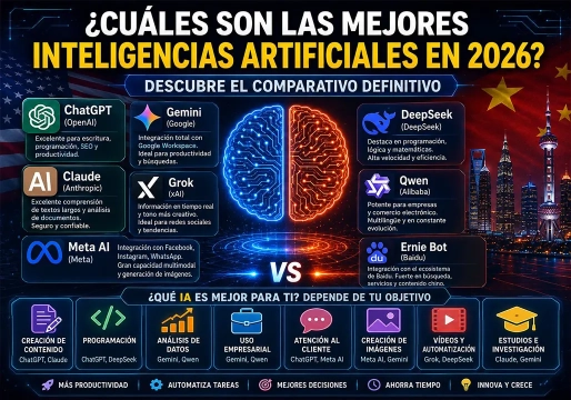 Las principales inteligencias artificiales de 2026: